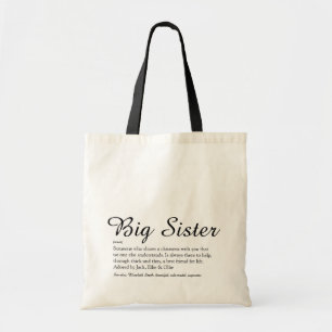 Beste Zus Ooit Definitie Zwart en Wit Schrift Tote Bag