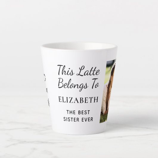Beste zus ooit gepersonaliseerde foto latte mok (Voorkant)