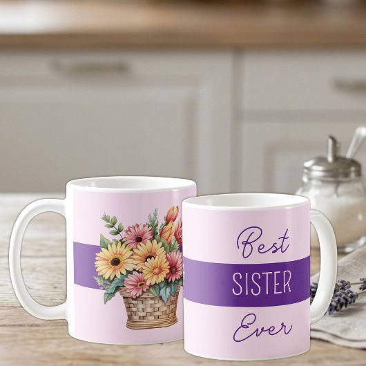 Beste zus ooit gerbera bloemen paars koffiemok