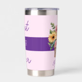 Beste zus ooit gerbera bloemen roze geïsoleerde drinkbeker (Links)