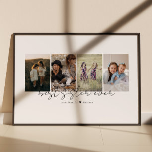 Beste Zus Ooit Modern Schrift 4 Foto's Collage Poster
