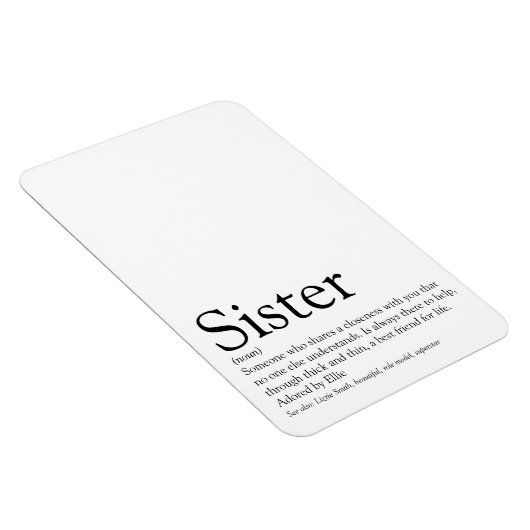 Beste Zus Ter Wereld Definitie Zwart en Wit Magneet (Rechterzijde)