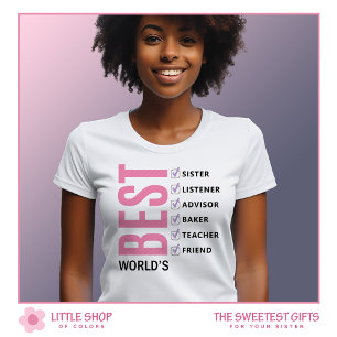 Beste Zus Ter Wereld Gepersonaliseerde Checklist T-shirt