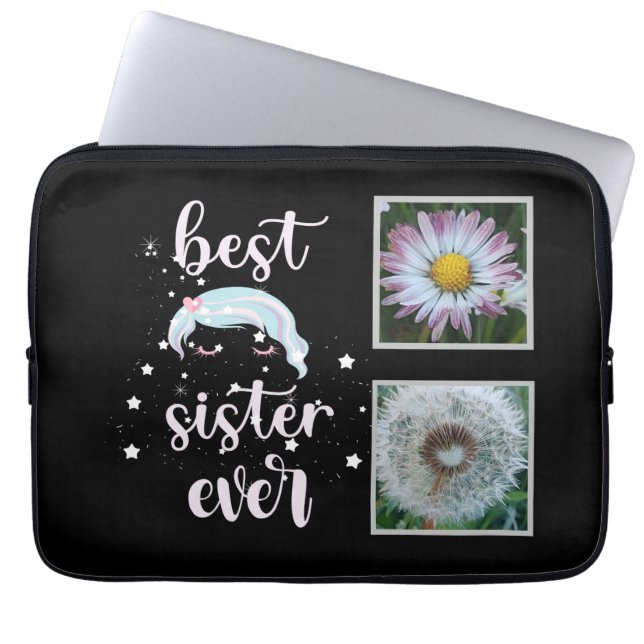 Beste zuster-fotosjabloon laptop sleeve (Voorkant)