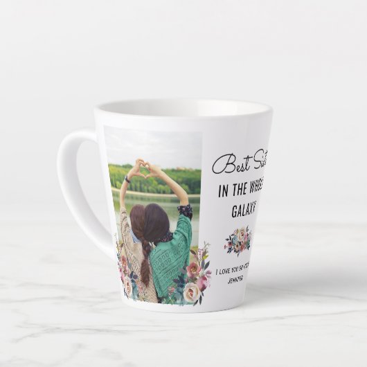 Beste zuster in het hele melkwegstelsel Aangepaste Latte Mok (Linkerhoek)