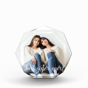 Beste zuster ooit elegante witte schooljeugd fotoblokken