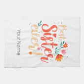 Beste zuster ooit Floral  Meisjes Retro Design Theedoek (Horizontaal)