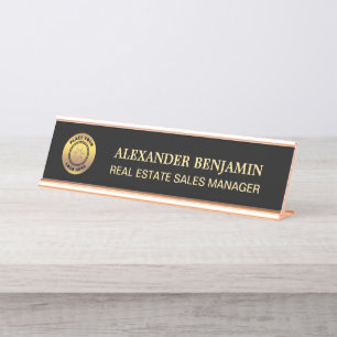 Beste zwarte Gold Logo Professional Bureau Naambordje
