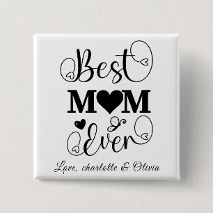 Beste zwarte witte van de Mam van de wereld het do Vierkante Button 5,1 Cm