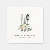 Bestek Bloemen Blauw Groen bruiloft servetten (Voorkant)