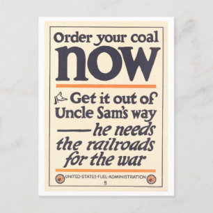 "Bestel nu uw steenkool" WWI Wartime Poster Briefkaart