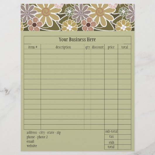 Bestelformulier leuk bloemmotief goedje flyer (Voorkant)