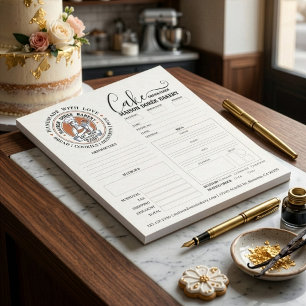 Bestelformulier voor banketbakkerij winkel cake ba notitieblok