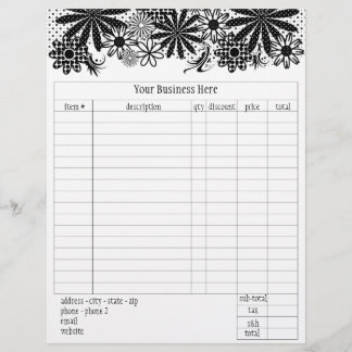 Bestelformulier Zwarte En Witte Stippen Bloemen Flyer