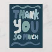 Bestellen BEDANKT Blue Curvy Bubbleletters Custom  Briefkaart (Voorkant)