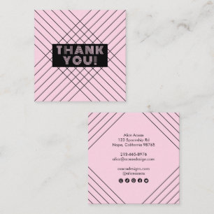 Bestellen Bedankt Minimalist Abstract Unique Pink Vierkante Visitekaartje