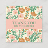 Bestellen BEDANKT Schattige Custom Pink Bloemen Vierkante Visitekaartje (Voorkant)