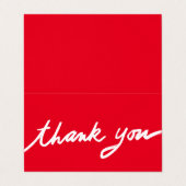 Bestellen Dank u Aangepast Script Rood Wit Gevouwe Visitekaartjes (Buitenkant ongevouwen)