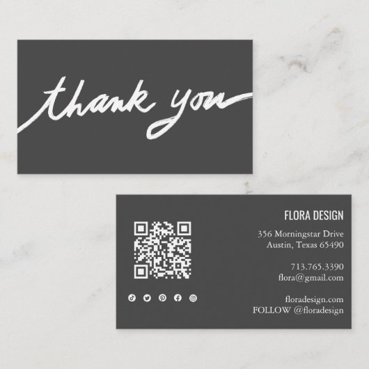 Bestellen Dank u aangepaste script QR code sociale Visitekaartje (Voorkant / Achterkant)