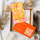 Bestellen DANK U Waterverf Daisy Bouquet QR Code Visitekaartje