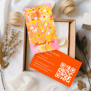 Bestellen DANK U Waterverf Daisy Bouquet QR Code Visitekaartje