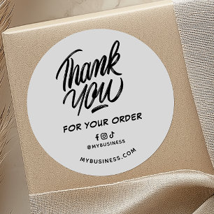Bestelling Bedankt Webadres & Sociale Media Bedrij Ronde Sticker