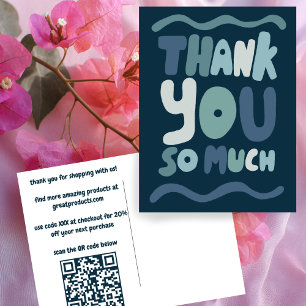 Bestelling DANK JE WEL Blauw Kromme Bubbelletters  Briefkaart