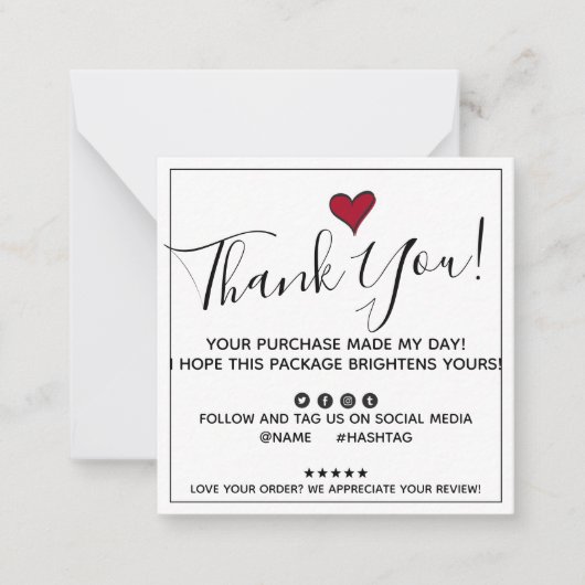 Bestelling Hartelijk dank voor aankoop van mijn da Notitiekaartje (Voorkant)