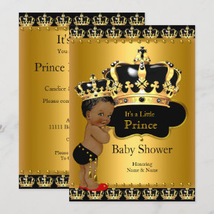 Bestelling Prince Baby Shower Rood Zwart Goud Kaart