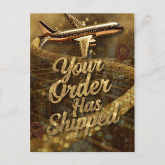 Bestelling Verzonden Gouden Glitter Glam Aankondig Aankondigingskaart