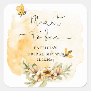 Bestemd om bij te zijn Honingbij Bloem Bruiloft Vierkante Sticker