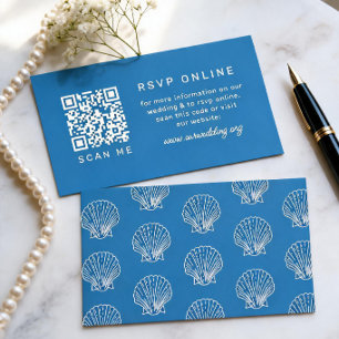 Bestemming Blauwe Schelp QR-code RSVP Huwelijk Informatiekaartje