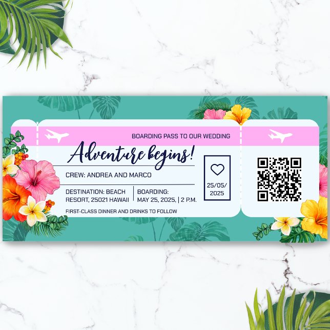 Bestemming Boarding Pass Bruiloft Bewaar de datum (Destination Boarding Pass Wedding Save the Date Magnetic)