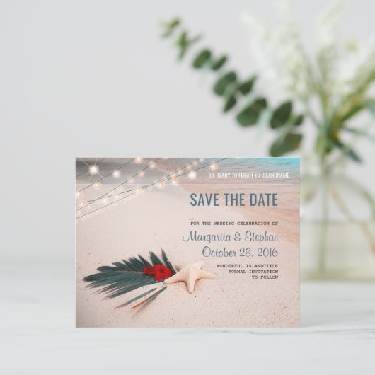 Bestemming Bruiloft Bewaar de datum Ticket Aankondigingskaart (Staand voorkant)