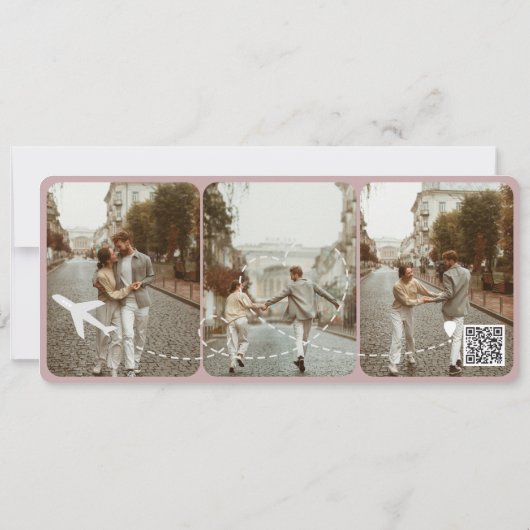 Bestemming Bruiloft Boarding Pass Ticket QR Code Kaart (Achterkant)