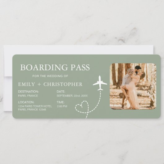 Bestemming Bruiloft Boarding Pass Vliegticket (Voorkant)