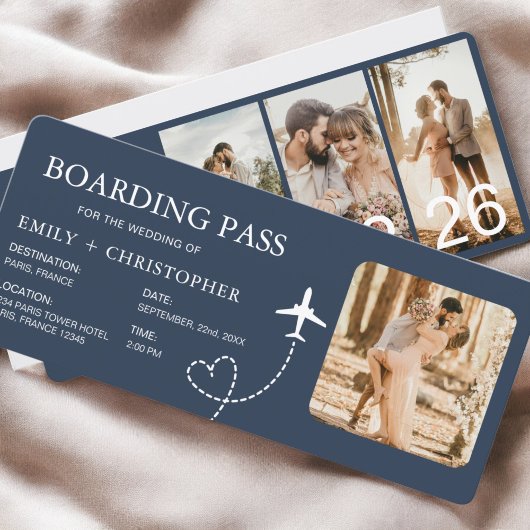 Bestemming Bruiloft Boarding Pass Vliegticket