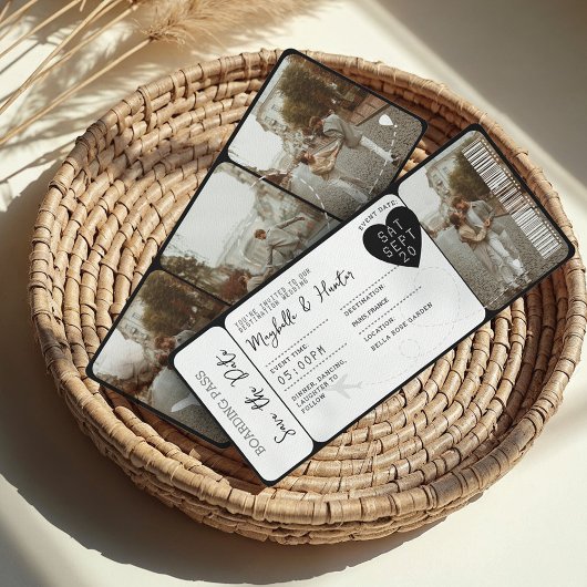 Bestemming Bruiloft Boarding Pass Vliegticket Kaart