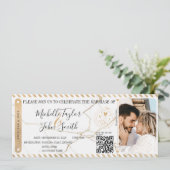 Bestemming Bruiloft Gouden Boarding Pass QR-code Kaart (Staand voorkant)