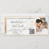 Bestemming Bruiloft Gouden Boarding Pass QR-code Kaart (Voorkant)