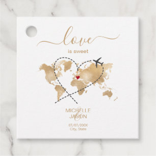 Bestemming Bruiloft Gouden Wereldkaart Liefde is Z Bedankjes Labels