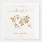 Bestemming Bruiloft Gouden Wereldkaart Welkomstbor Servet (Voorkant)