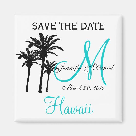 Bestemming Bruiloft Monogram Save the Date Magnete Magneet (Voorkant)