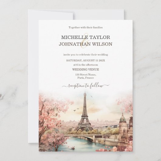 Bestemming Bruiloft Parijs Eiffeltoren Frankrijk Kaart (Voorkant)