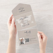 Bestemming Bruiloft Paspoort Kompas Bruiloft All In One Uitnodiging (Afscheurbaar)