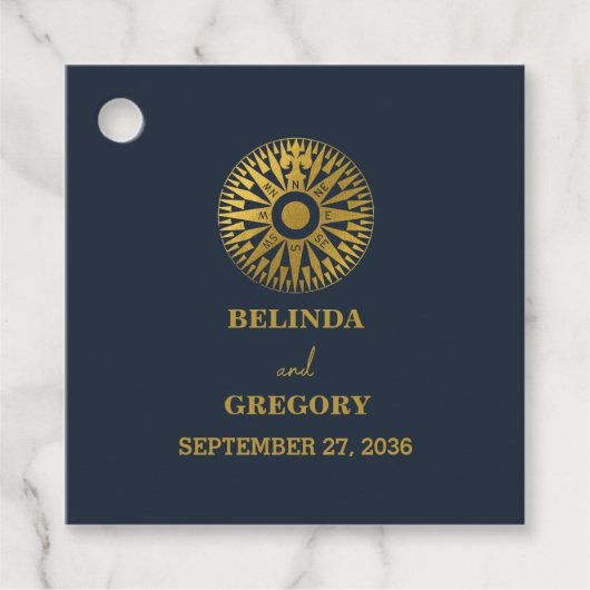 Bestemming Bruiloft Paspoort Kompas Bruiloft Favor Bedankjes Labels (Voorkant)