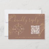 Bestemming Bruiloft Paspoort Kompas QR Code RSVP Kaartje (Voorkant)