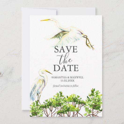 Bestemming Bruiloft Tropische Vogel Bewaar De Datu Save The Date (Voorkant)