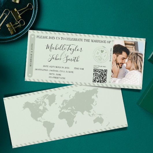 Bestemming Bruiloft Wijze Boarding Pass QR-code Kaart