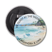 Bestemming Bruiloft Zomer Strand VIP Gast Button Flesopener (Voorkant)